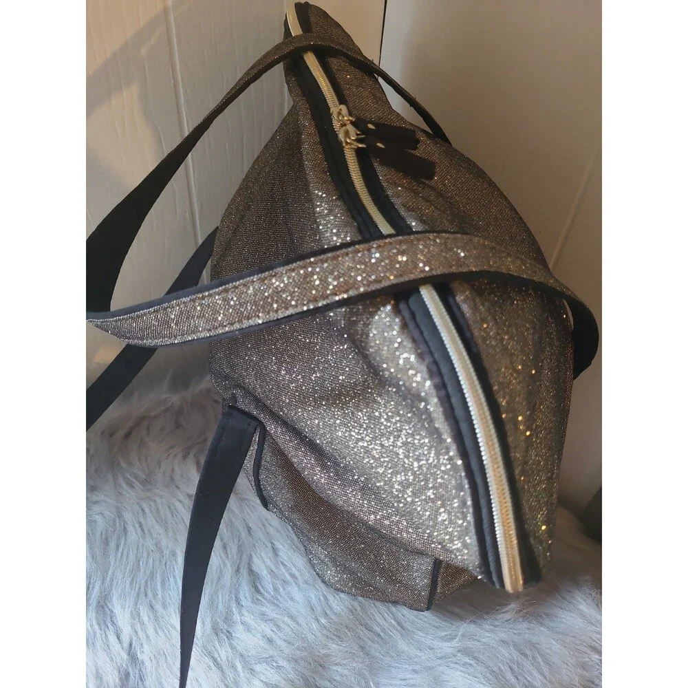 Victoria’s Secret Glitter Tote Bag Sparkly Gold Shimmer Shoulder Bag Large